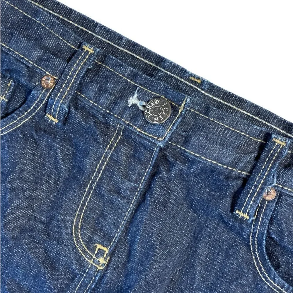 J.Crew Crinkle Effect Blue Denim  Jean Mini Skirt Size S